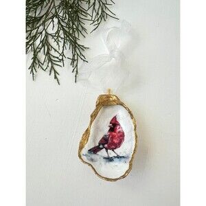 NWT Red Cardinal Gilded 3” Oyster Shell Christmas Ornament